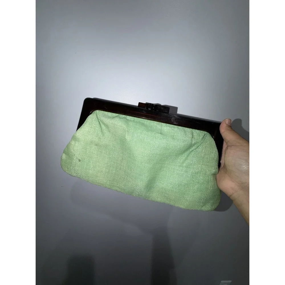 Vintage B. Altman and Co. New York NY Frame Green Clutch Lucite J‎